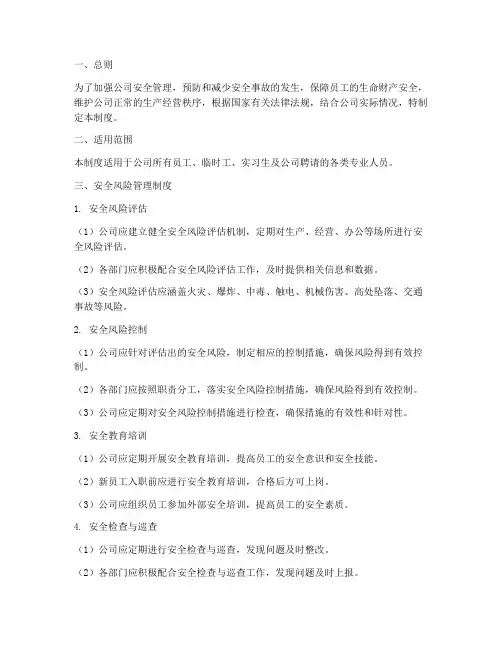 公司的安全风险管理制度