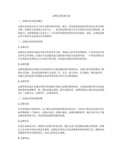 品牌运营思路方案