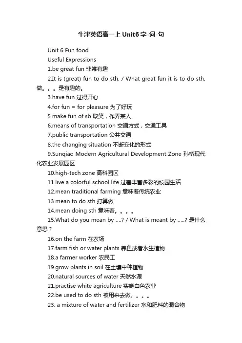 牛津英语高一上Unit6字-词-句