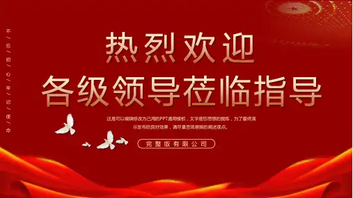 热烈欢迎各级领导莅临指导红色工作汇报模板