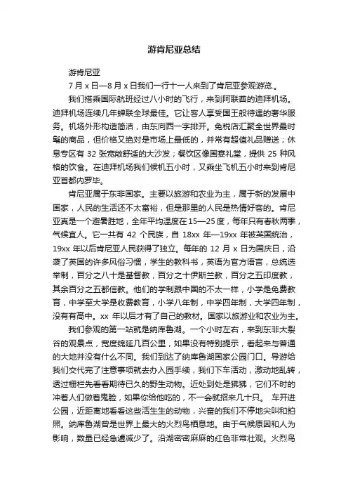 游肯尼亚总结