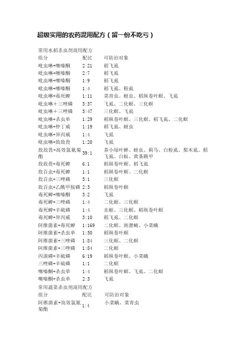 超级实用的农药混用配方（留一份不吃亏）