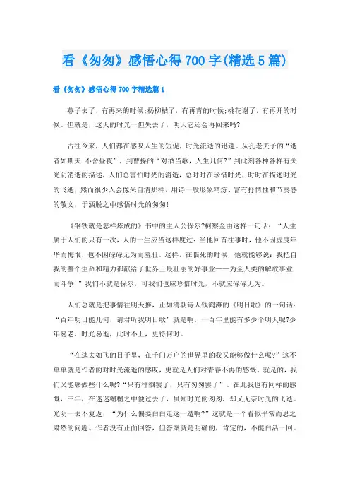 看《匆匆》感悟心得700字(精选5篇)