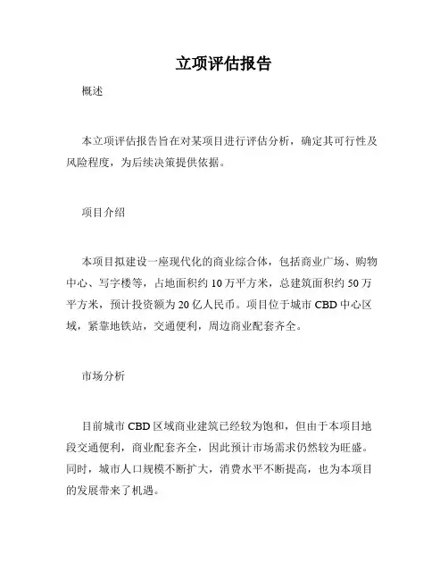 立项评估报告