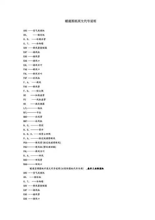 暖通英文字母代号