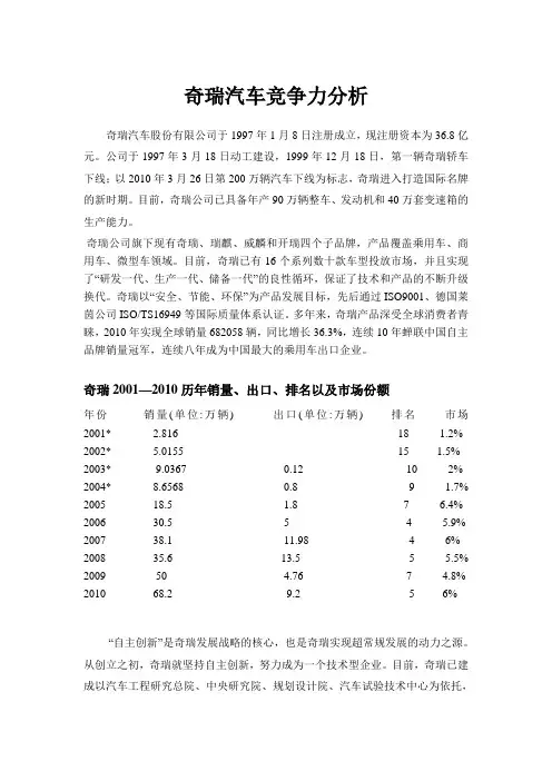 奇瑞市场分析