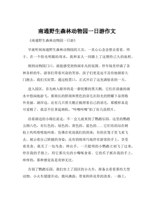 南通野生森林动物园一日游作文
