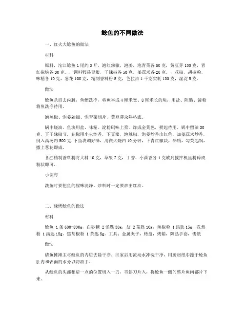 鲶鱼的不同做法