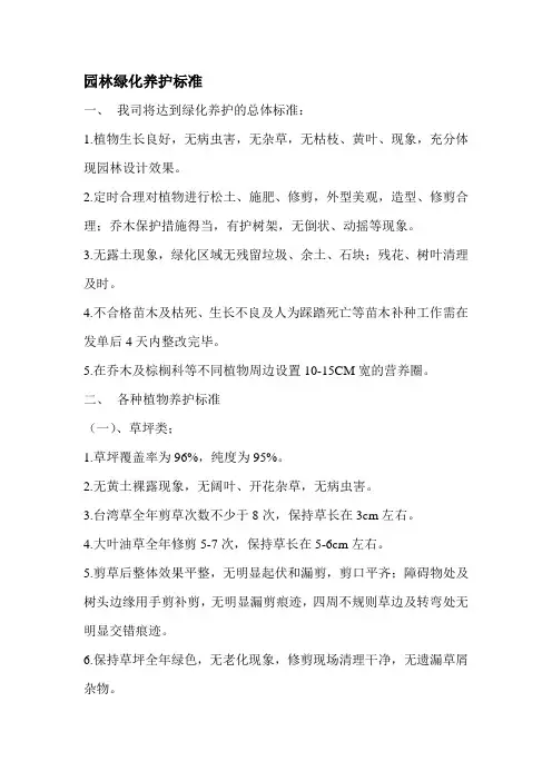 园林绿化养护标准