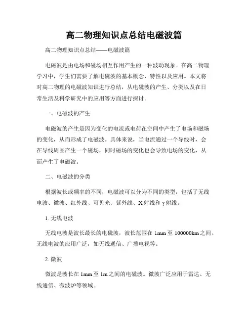 高二物理知识点总结电磁波篇