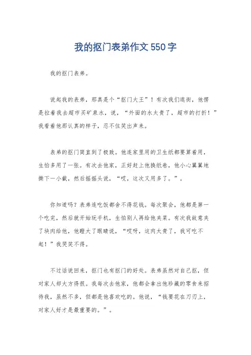 我的抠门表弟作文550字