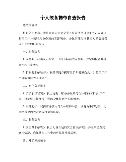 个人装备携带自查报告