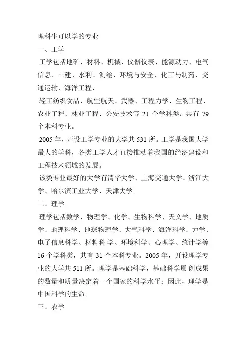理科生可以学的专业