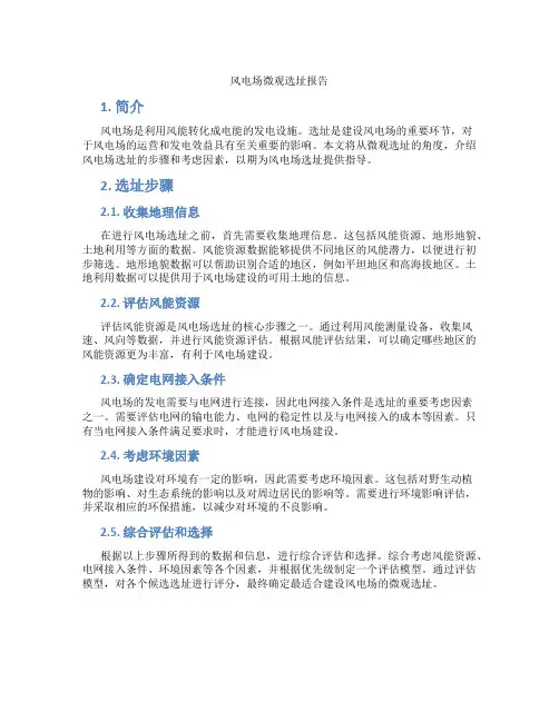 风电场微观选址报告