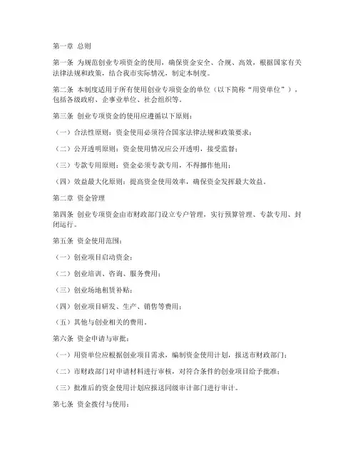 创业专项资金财务管理制度
