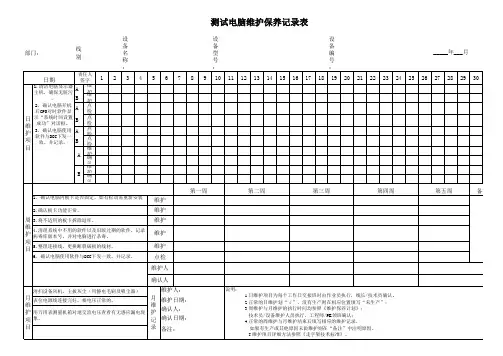电脑维护保养记录表