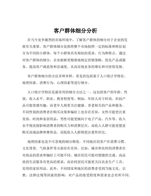 客户群体细分分析