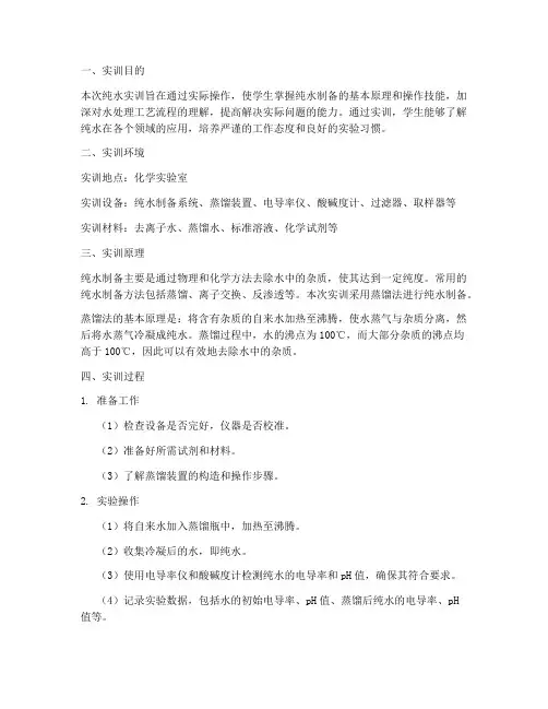 纯水实训报告