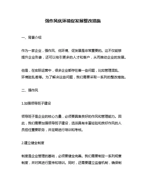 强作风优环境促发展整改措施