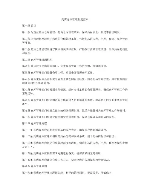 药店仓库管理制度范本