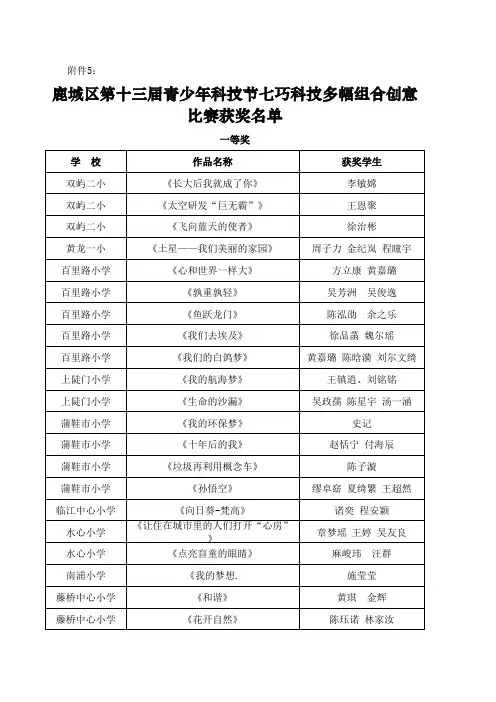 温州市鹿城区第十三届青少年科技节“七巧科技” 多幅组合创 …