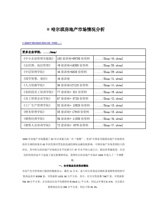 哈尔滨房地产市场情况分析