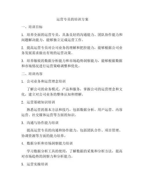 运营专员的培训方案