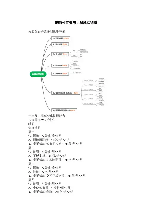 寒假体育锻炼计划思维导图