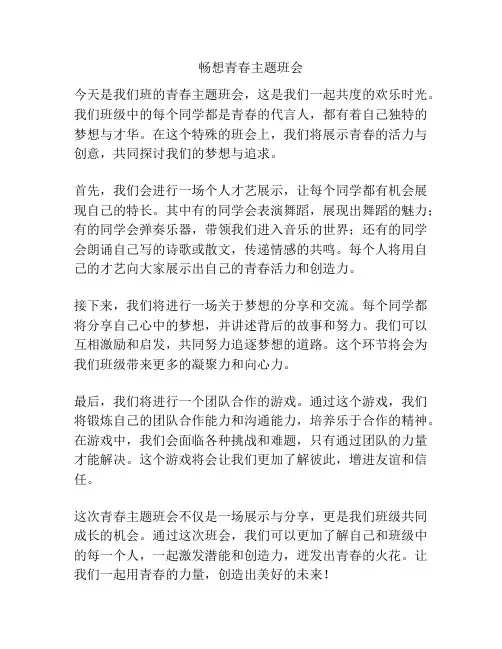 畅想青春主题班会