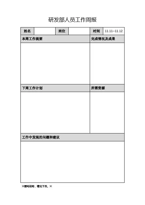 研发部工作周报——模板
