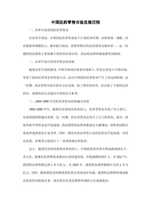 中国医药零售市场发展历程