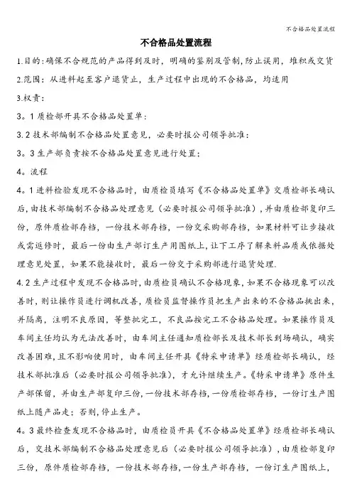 不合格品处置流程