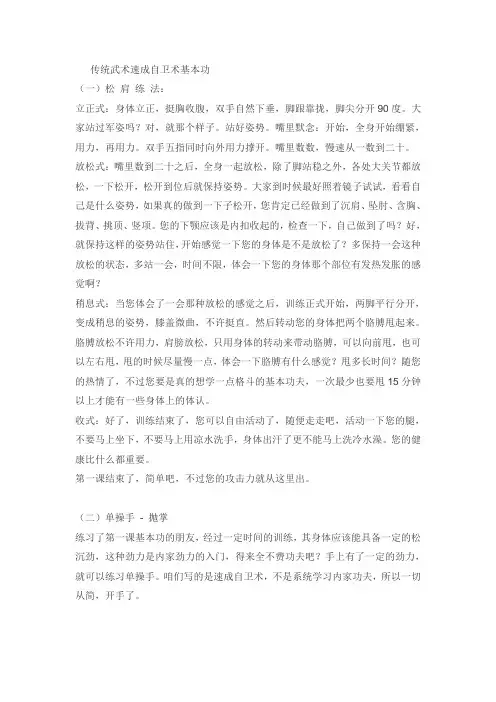 传统武术速成自卫术基本功