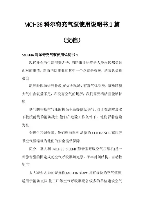 MCH36科尔奇充气泵使用说明书,1篇