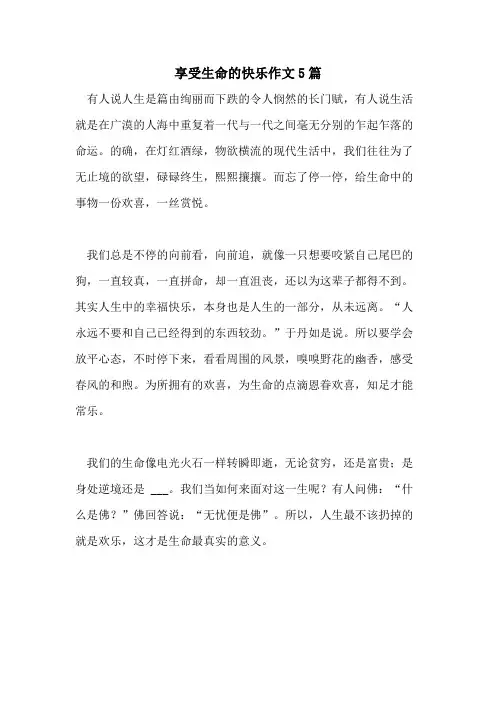 享受生命的快乐作文5篇