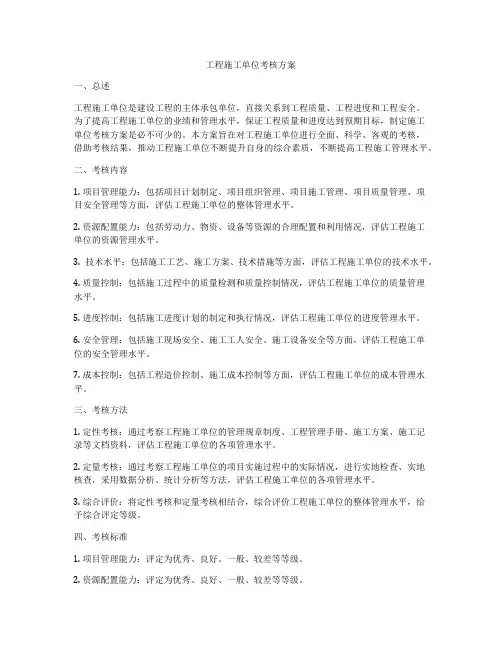 工程施工单位考核方案