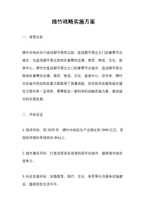 绵竹战略实施方案