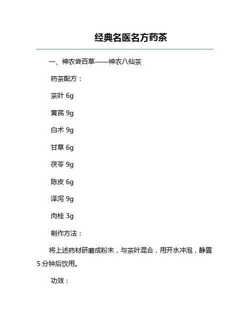 经典名医名方药茶