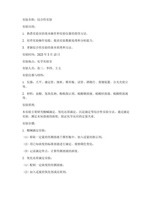 综合性实验实验报告