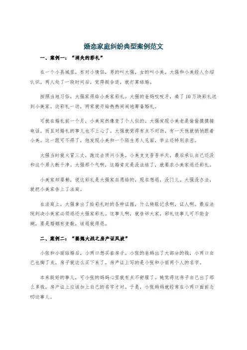 婚恋家庭纠纷典型案例范文