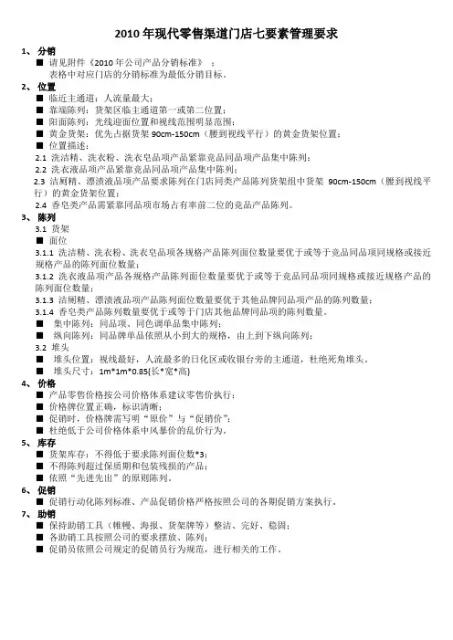 现代零售渠道门店七要素管理要求