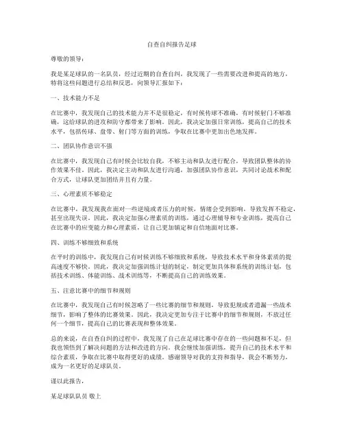 自查自纠报告足球