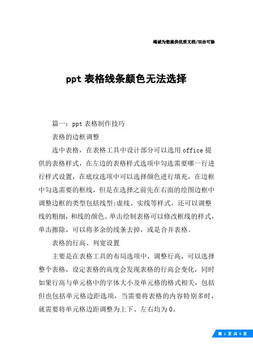 ppt表格线条颜色无法选择