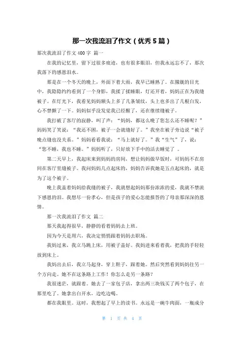 那一次我流泪了作文(优秀5篇)
