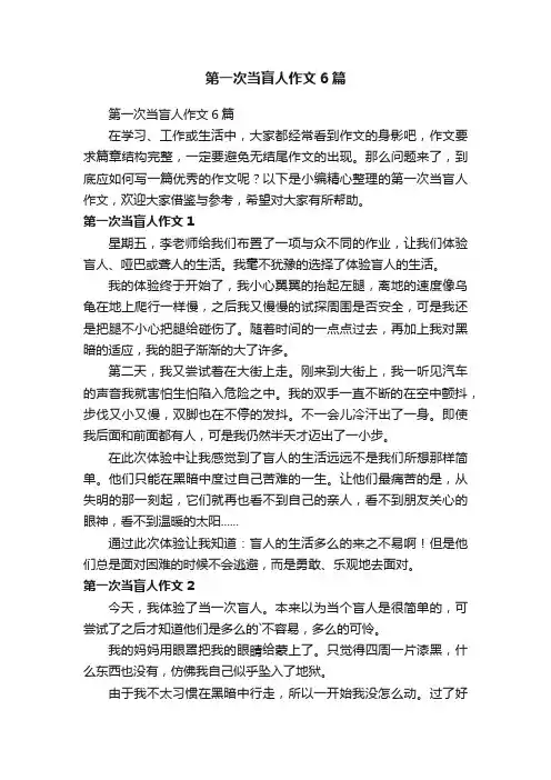 第一次当盲人作文6篇