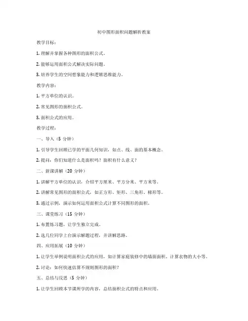 初中图形面积问题解析教案