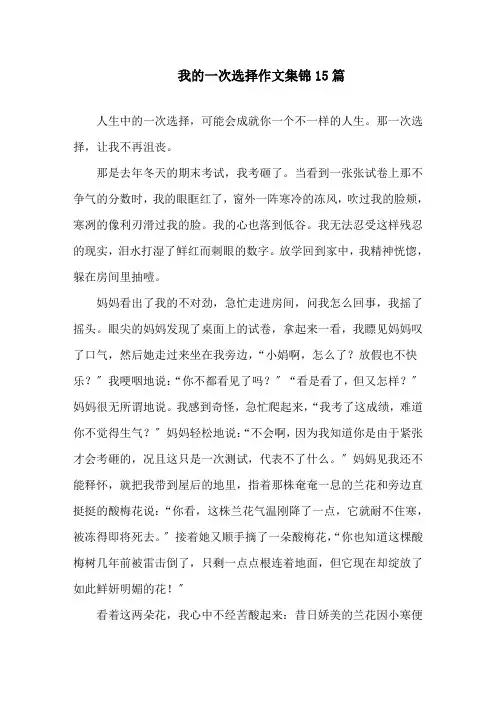 我的一次选择作文集锦15篇精选