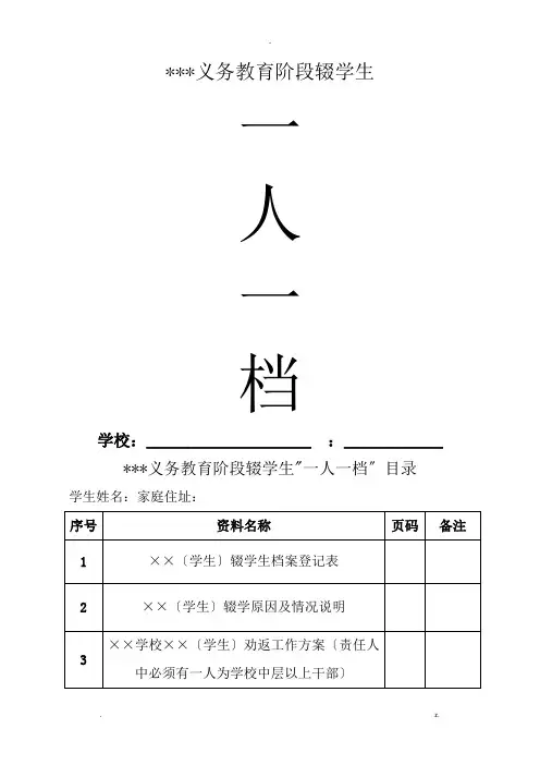 义务教育阶段辍学生一人一档资料