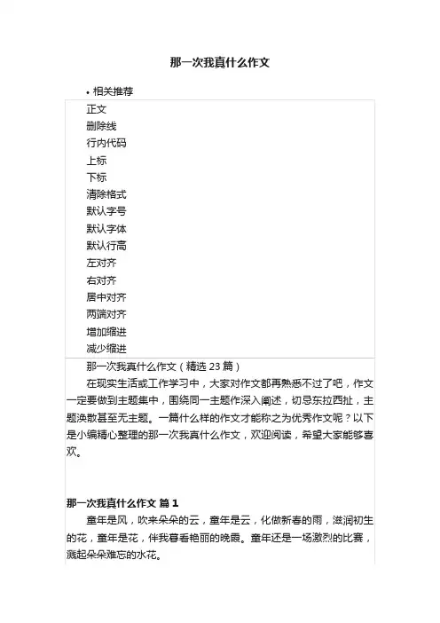 那一次我真什么作文