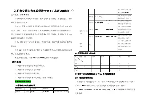 高考英语一轮复习 考点 非谓语动词(一)考点归纳高三全册英语试题